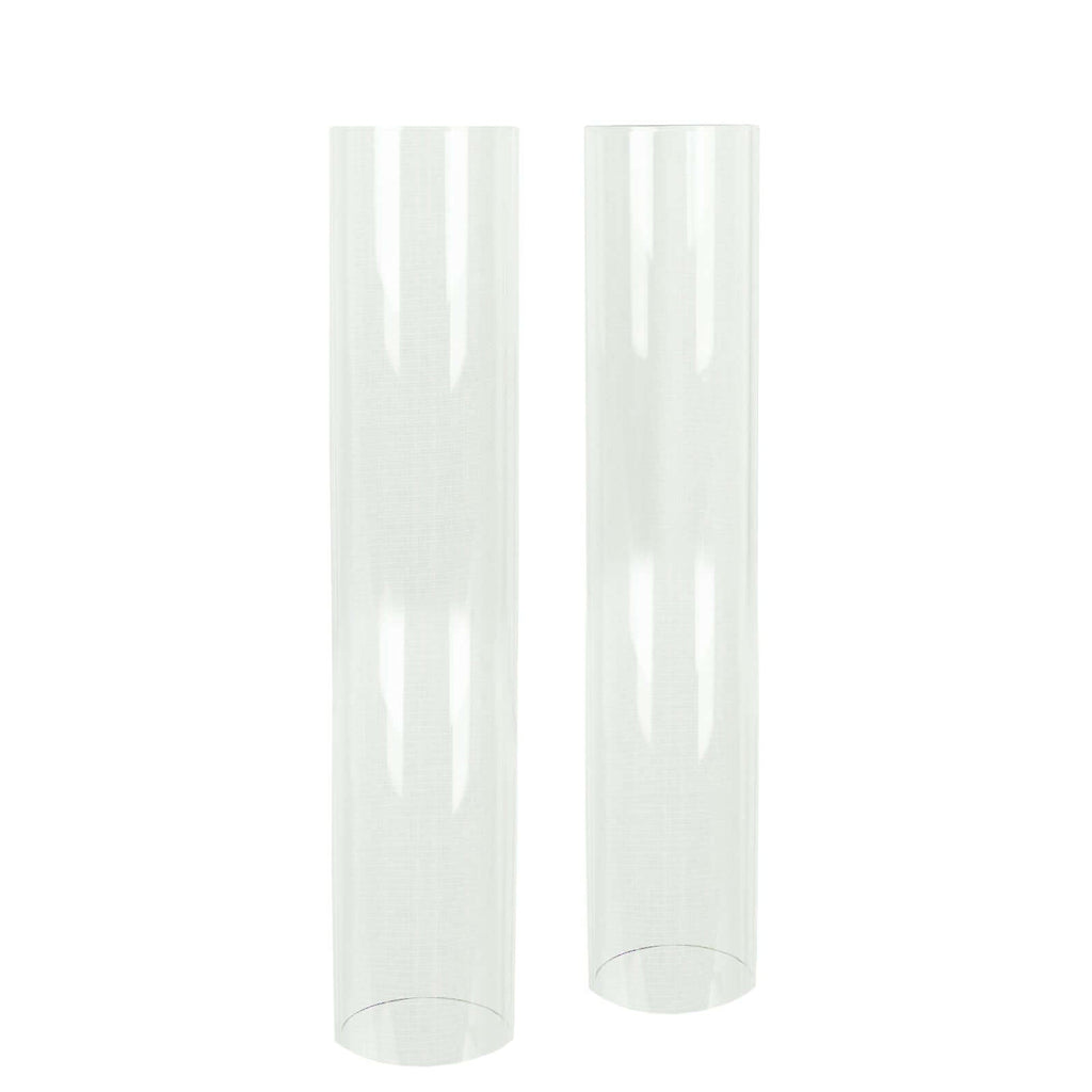 2 - Pack Glass Pillar Hurricane Candle Shades - Clear Chimney Tube with 2.25" Wide Open Ends 12" - Bell Racket Store