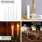 2 - Pack Glass Pillar Hurricane Candle Shades - Clear Chimney Tube with 2.25" Wide Open Ends 12" - Bell Racket Store