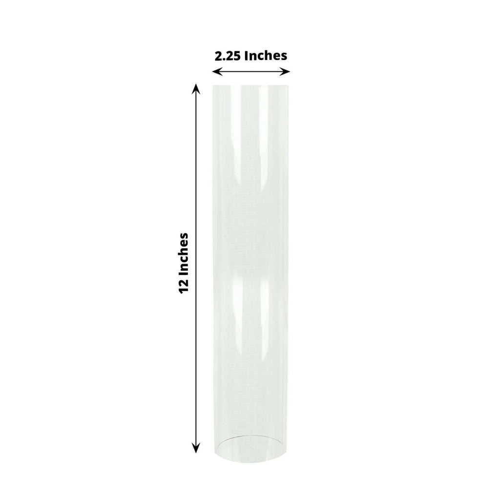 2 - Pack Glass Pillar Hurricane Candle Shades - Clear Chimney Tube with 2.25" Wide Open Ends 12" - Bell Racket Store
