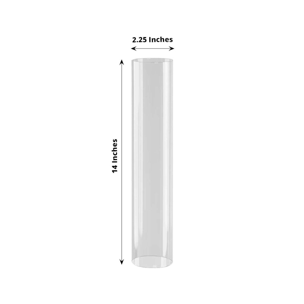 2 - Pack Glass Pillar Hurricane Candle Shades - Clear Chimney Tube with 2.25" Wide Open Ends 14" - Bell Racket Store
