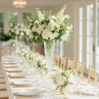 2 - Pack Glass Trumpet Vases Ribbed Design Clear - Durable Flower Centerpieces for Events 32" - Bell Racket Store