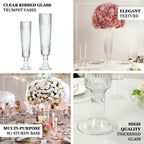 2 - Pack Glass Trumpet Vases Ribbed Design Clear - Durable Flower Centerpieces for Events 32" - Bell Racket Store