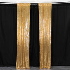 2 Pack Gold Sequin Event Curtain Drapes with Rod Pockets, Seamless Backdrop Event Panels - 8ftx2ft - Bell Racket Store