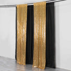 2 Pack Gold Sequin Event Curtain Drapes with Rod Pockets, Seamless Backdrop Event Panels - 8ftx2ft - Bell Racket Store