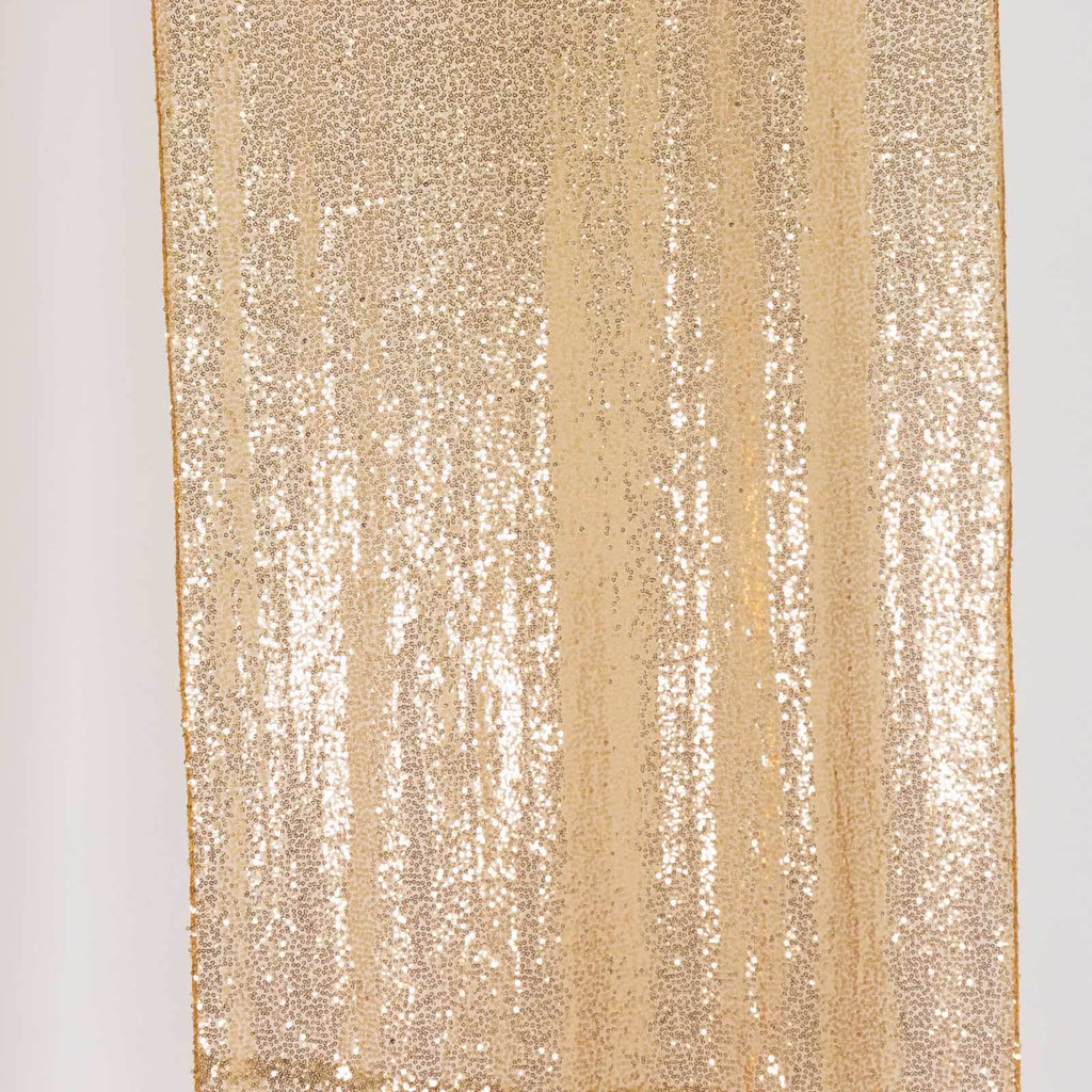 2 Pack Gold Sequin Event Curtain Drapes with Rod Pockets, Seamless Backdrop Event Panels - 8ftx2ft - Bell Racket Store