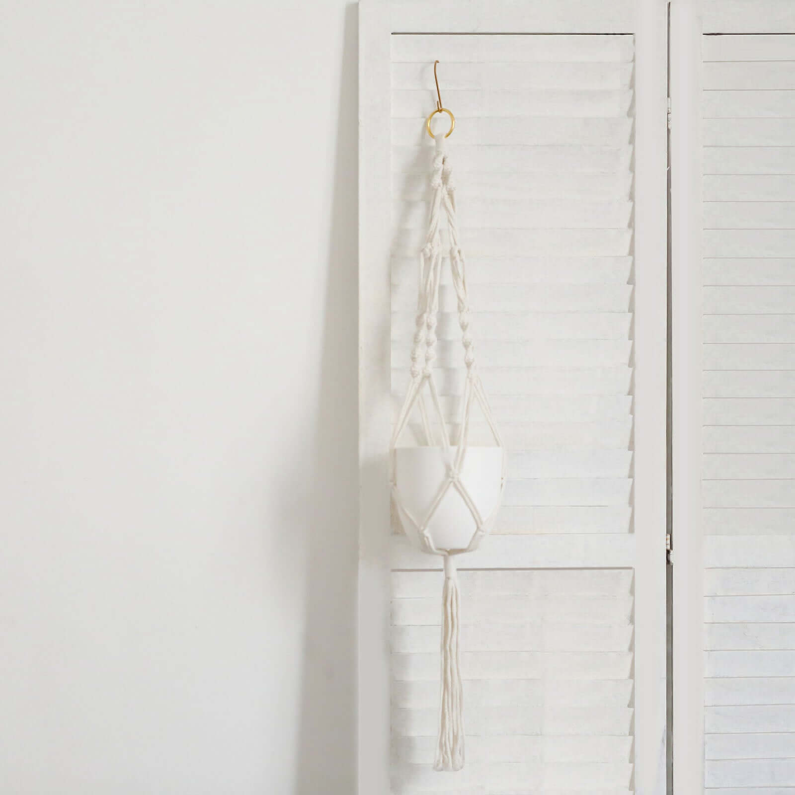 2 - Pack Hanging Planter Baskets with Tassels Ivory Boho Design - Cotton Rope Indoor Decorative Flower Holders - Bell Racket Store