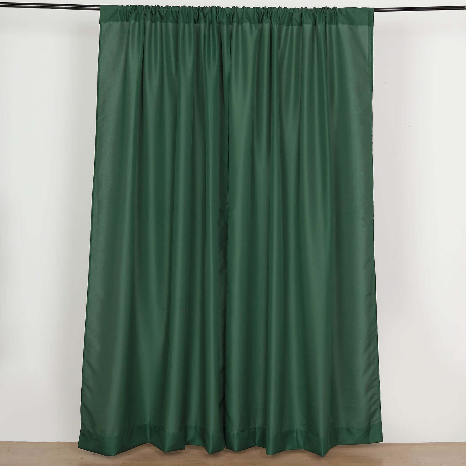 2 Pack Hunter Emerald Green Polyester Event Curtain Drapes, 10ftx8ft Backdrop Event Panels With Rod Pockets 130 GSM - Bell Racket Store
