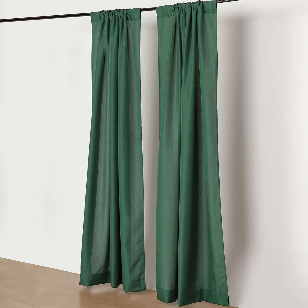 2 Pack Hunter Emerald Green Polyester Event Curtain Drapes, 10ftx8ft Backdrop Event Panels With Rod Pockets 130 GSM - Bell Racket Store