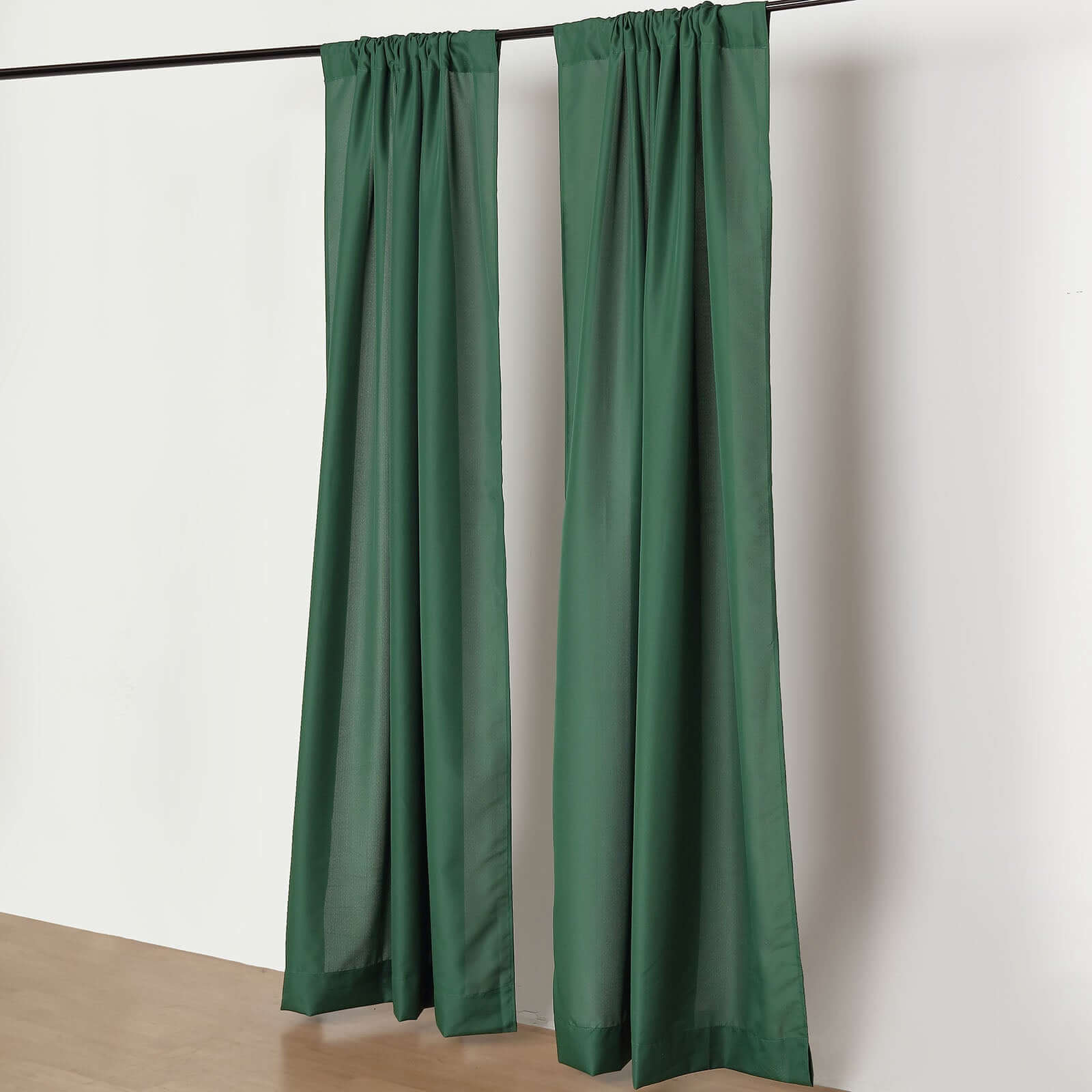 2 Pack Hunter Emerald Green Polyester Event Curtain Drapes, 10ftx8ft Backdrop Event Panels With Rod Pockets 130 GSM - Bell Racket Store