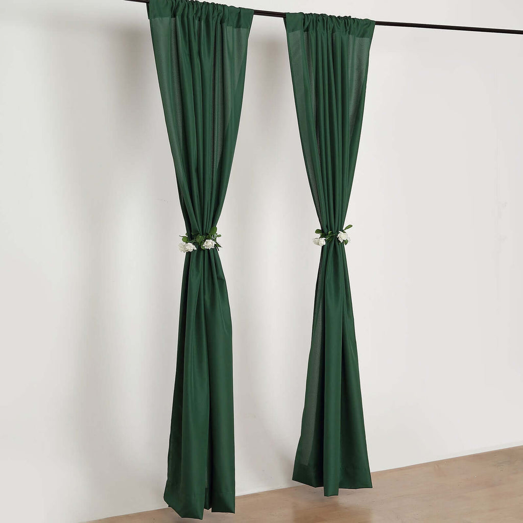 2 Pack Hunter Emerald Green Polyester Event Curtain Drapes, 10ftx8ft Backdrop Event Panels With Rod Pockets 130 GSM - Bell Racket Store
