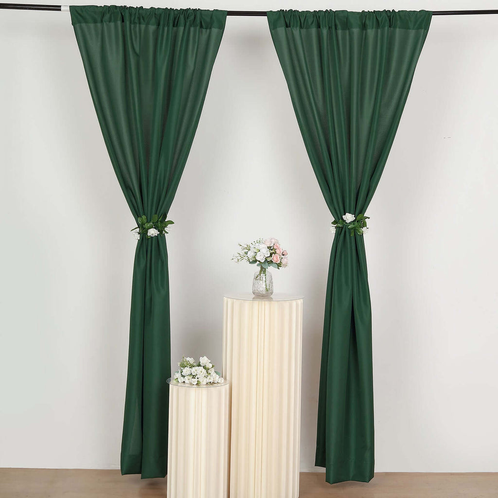 2 Pack Hunter Emerald Green Polyester Event Curtain Drapes, 10ftx8ft Backdrop Event Panels With Rod Pockets 130 GSM - Bell Racket Store