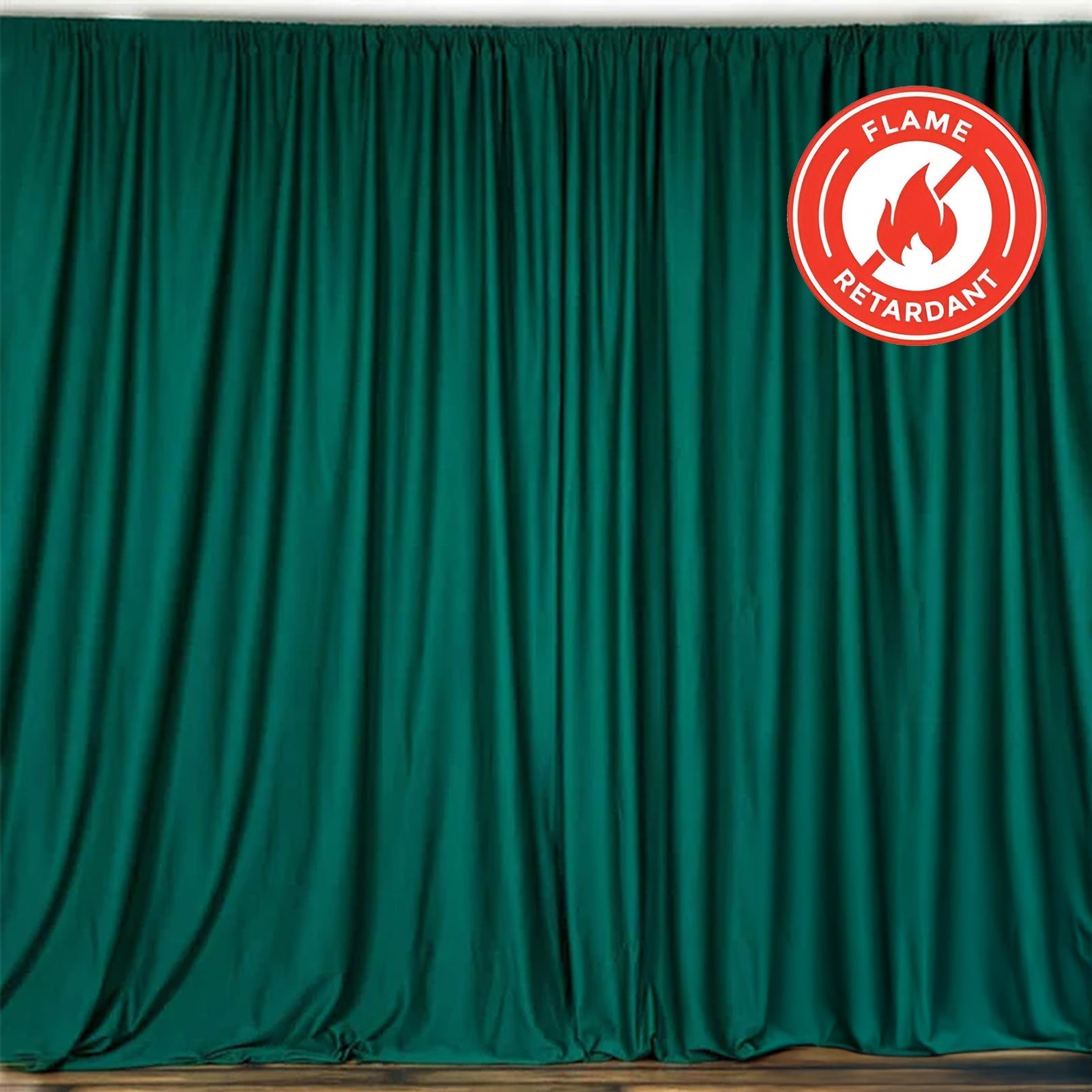 2 Pack Hunter Emerald Green Scuba Polyester Event Curtain Drapes, Durable Flame Resistant Backdrop Event Panels Wrinkle Free with Rod Pockets - 10ftx10ft - NestOCart