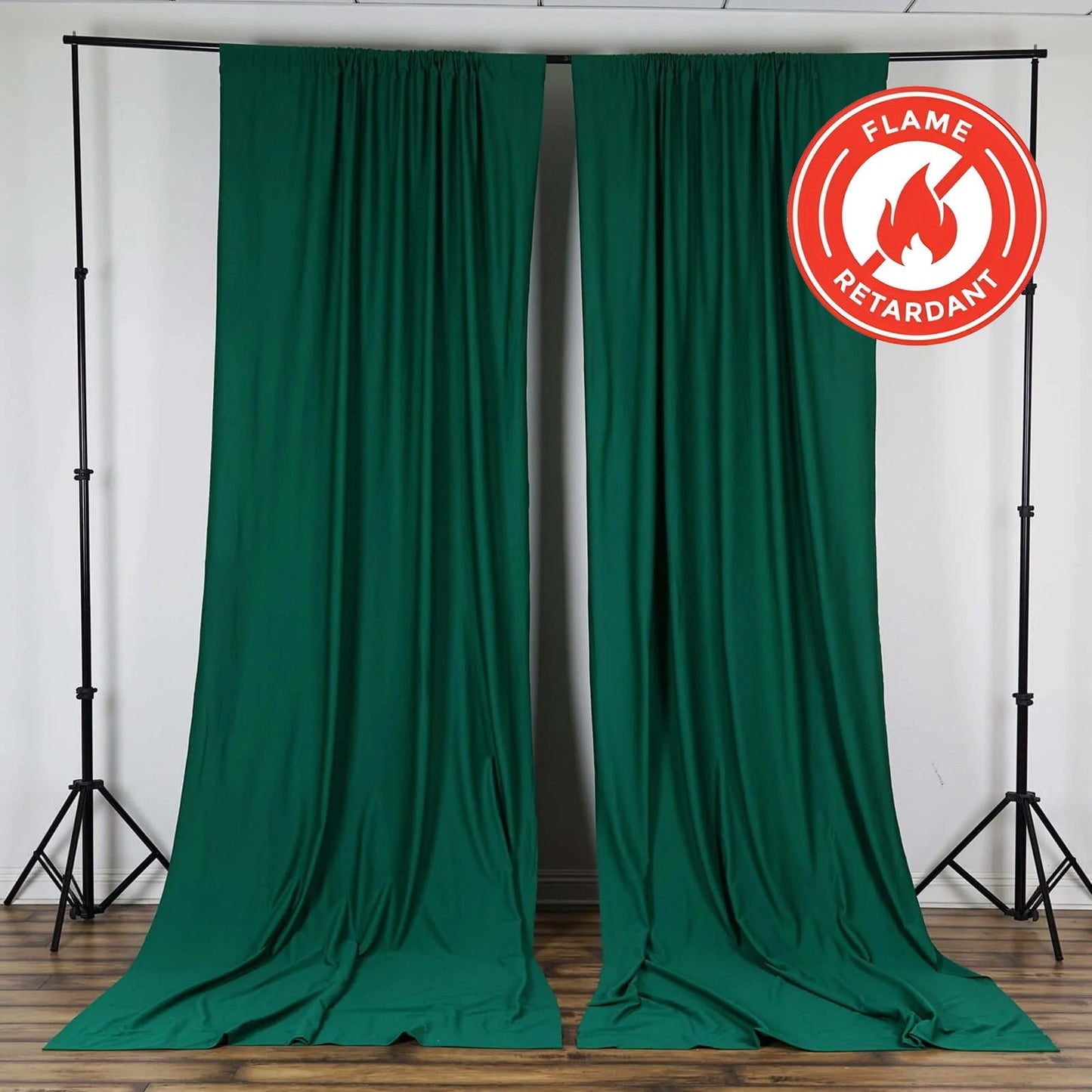 2 Pack Hunter Emerald Green Scuba Polyester Event Curtain Drapes, Durable Flame Resistant Backdrop Event Panels Wrinkle Free with Rod Pockets - 10ftx10ft - NestOCart