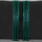 2 Pack Hunter Emerald Green Sequin Event Curtain Drapes with Rod Pockets, Seamless Backdrop Event Panels - 8ftx2ft - Bell Racket Store