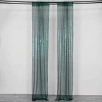 2 Pack Hunter Emerald Green Sequin Event Curtain Drapes with Rod Pockets, Seamless Backdrop Event Panels - 8ftx2ft - Bell Racket Store