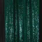2 Pack Hunter Emerald Green Sequin Event Curtain Drapes with Rod Pockets, Seamless Backdrop Event Panels - 8ftx2ft - Bell Racket Store