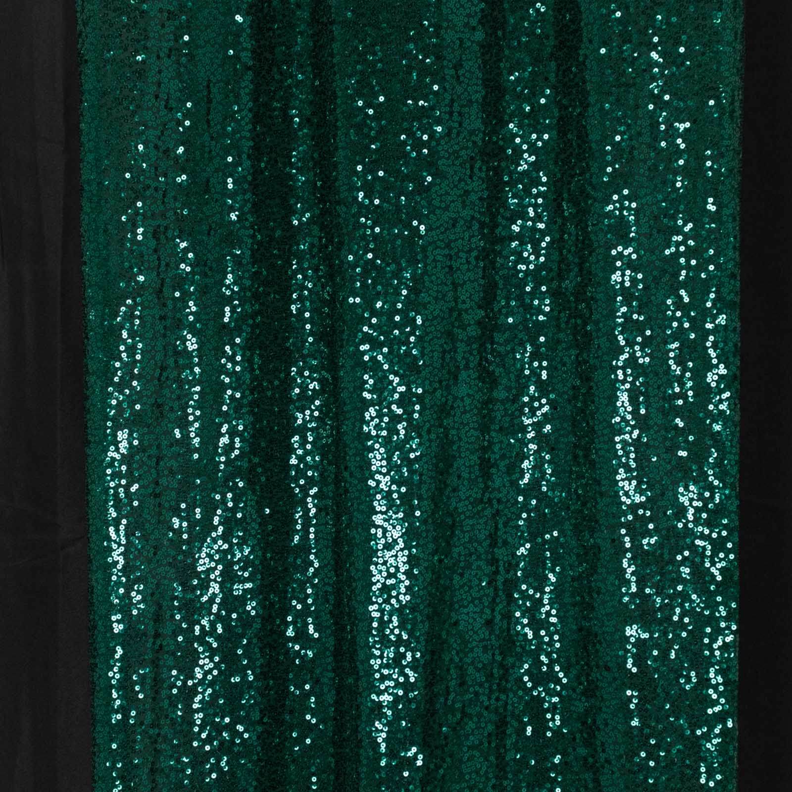 2 Pack Hunter Emerald Green Sequin Event Curtain Drapes with Rod Pockets, Seamless Backdrop Event Panels - 8ftx2ft - Bell Racket Store