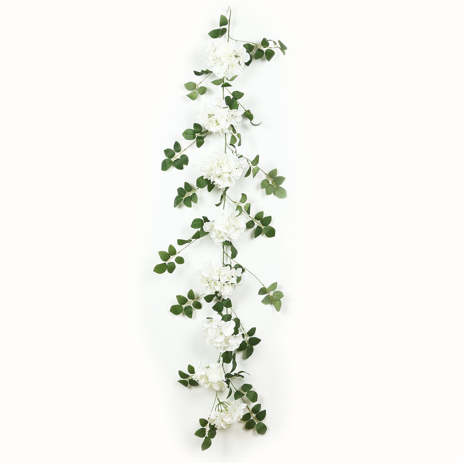 2 - Pack Ivory Artificial Hydrangea Garland 5.5ft â€“ Artificial Silk Floral Vine with Green Leaves - Bell Racket Store