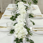 2 - Pack Ivory Artificial Hydrangea Garland 5.5ft â€“ Artificial Silk Floral Vine with Green Leaves - Bell Racket Store