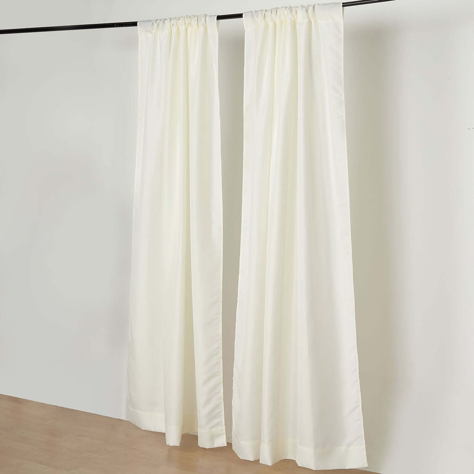 2 Pack Ivory Polyester Event Curtain Drapes, 10ftx8ft Backdrop Event Panels With Rod Pockets 130 GSM - Bell Racket Store