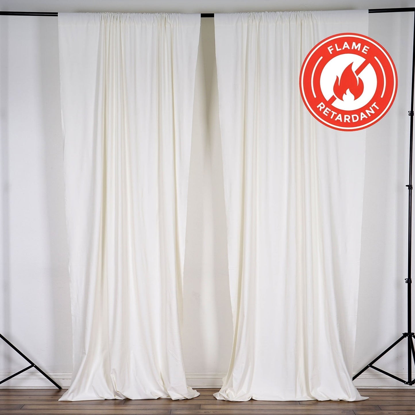 2 Pack Ivory Scuba Polyester Event Curtain Drapes, Durable Flame Resistant Backdrop Event Panels Wrinkle Free with Rod Pockets - 10ftx10ft - NestOCart