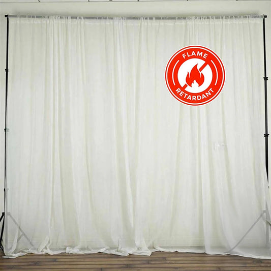 2 Pack Ivory Sheer Chiffon Event Curtain Drapes, Durable Flame Resistant Organza Backdrop Event Panels With Rod Pockets - 10ftx10ft - NestOCart