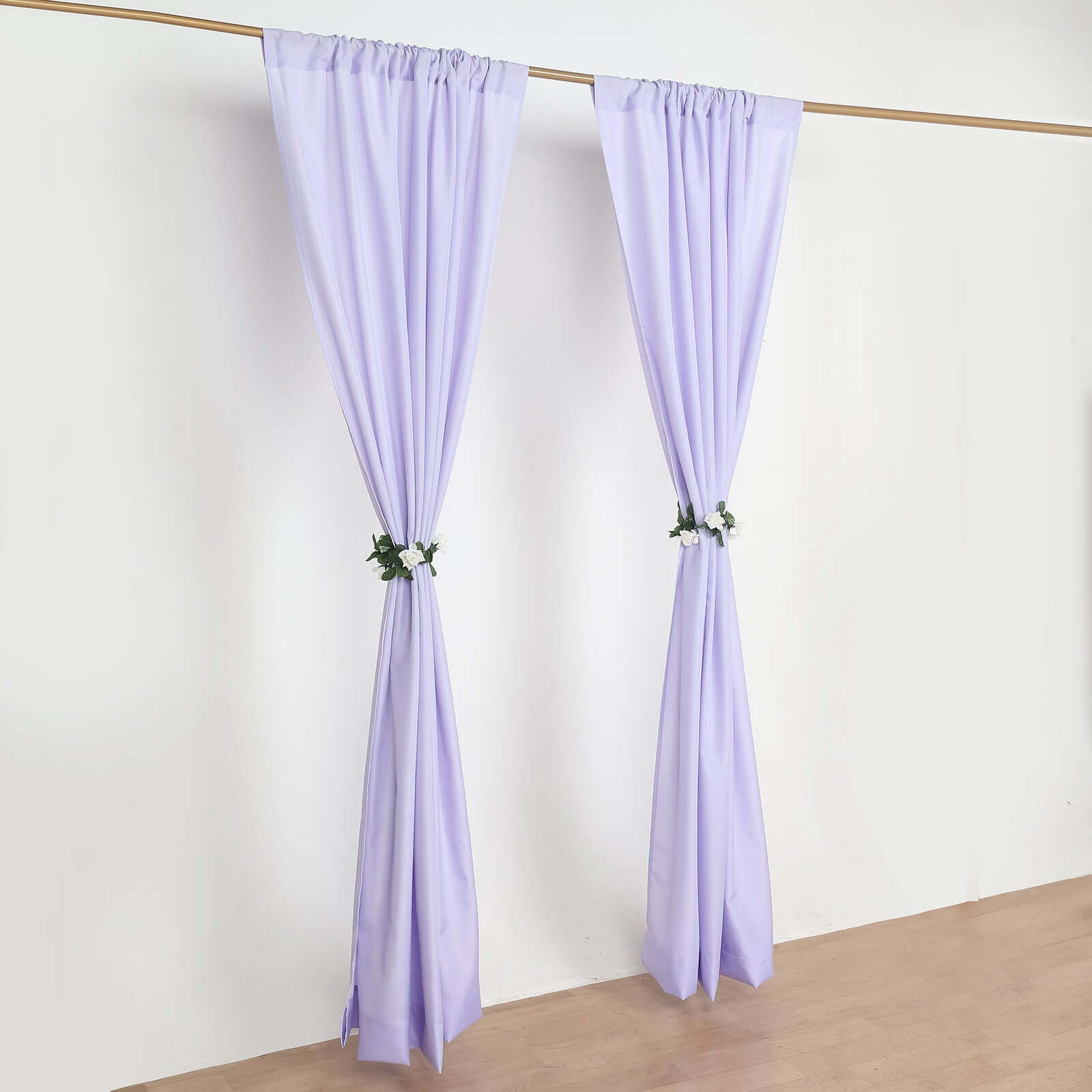 2 Pack Lavender Lilac Polyester Event Curtain Drapes, 10ftx8ft Backdrop Event Panels With Rod Pockets 130 GSM - Bell Racket Store