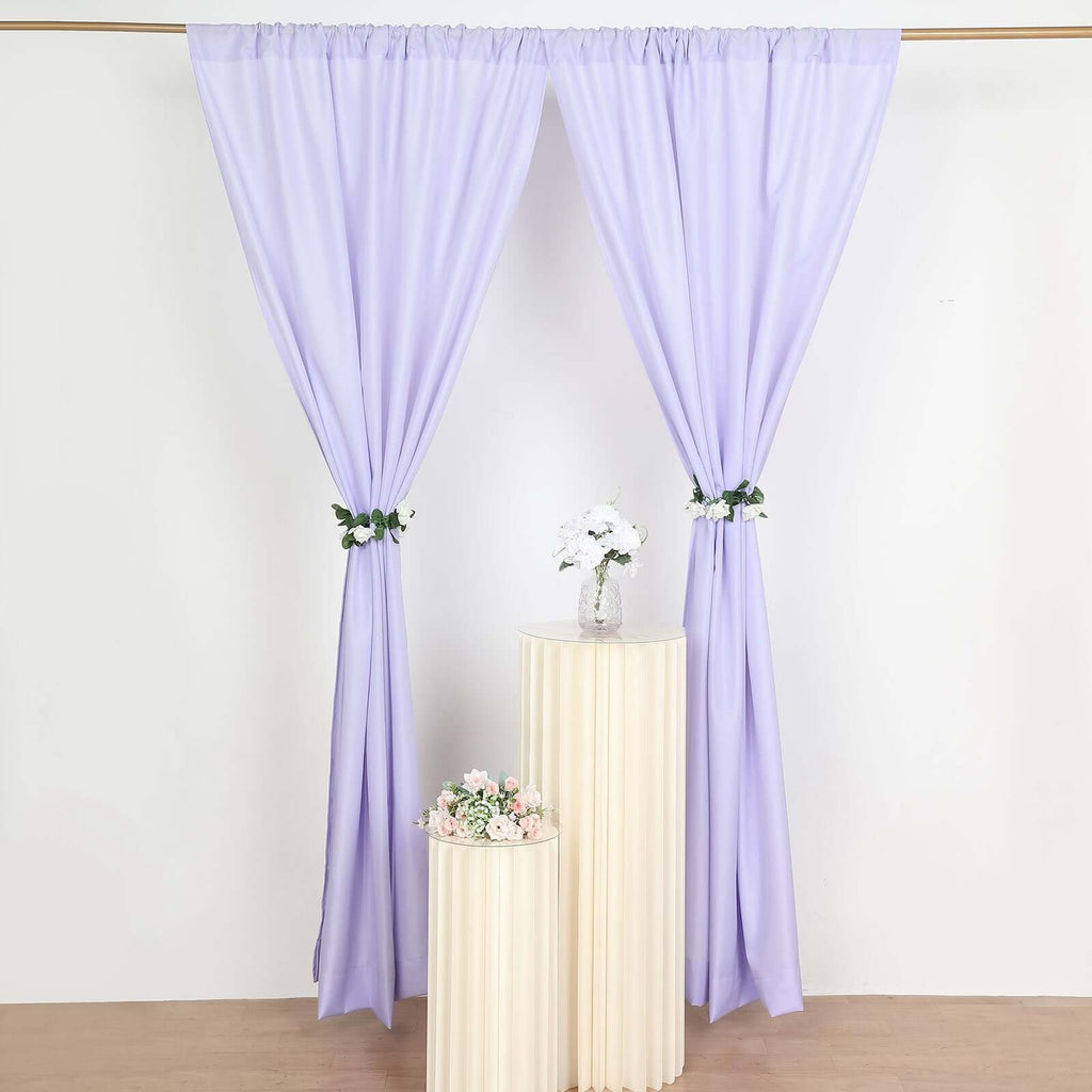 2 Pack Lavender Lilac Polyester Event Curtain Drapes, 10ftx8ft Backdrop Event Panels With Rod Pockets 130 GSM - Bell Racket Store