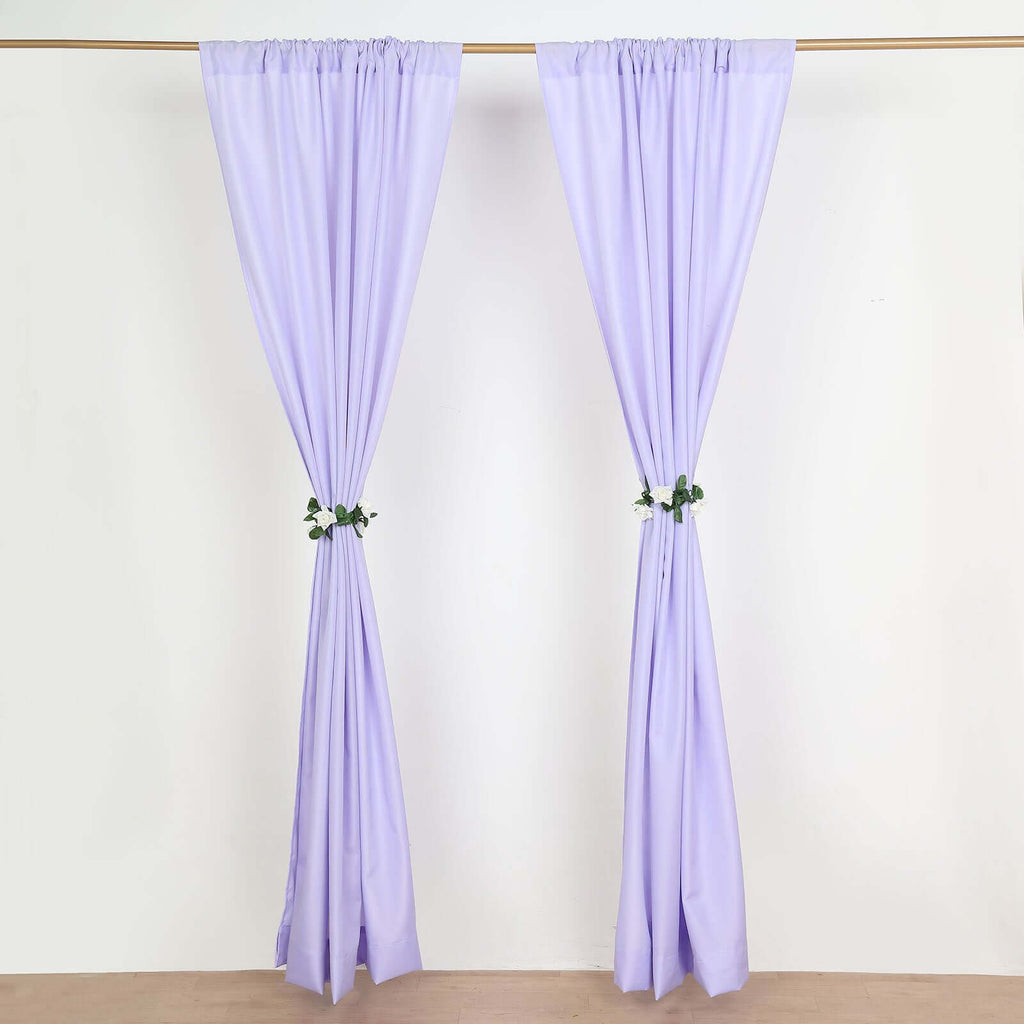 2 Pack Lavender Lilac Polyester Event Curtain Drapes, 10ftx8ft Backdrop Event Panels With Rod Pockets 130 GSM - Bell Racket Store