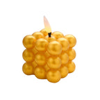 2 - Pack LED Flameless Cube Candles Mini Bubble Metallic Gold - Battery Operated 2" - Bell Racket Store