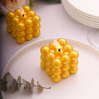 2 - Pack LED Flameless Cube Candles Mini Bubble Metallic Gold - Battery Operated 2" - Bell Racket Store