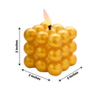 2 - Pack LED Flameless Cube Candles Mini Bubble Metallic Gold - Battery Operated 2" - Bell Racket Store