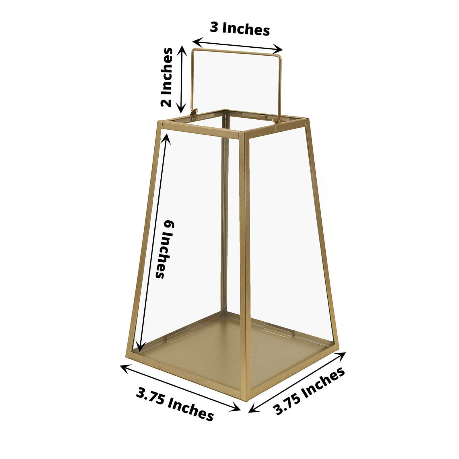 2 - Pack Metal Candle Lanterns Trapezoid Geometric Design Gold - Hanging Terrariums Table Centerpieces for Indoor/Outdoor 6" - Bell Racket Store