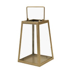 2 - Pack Metal Candle Lanterns Trapezoid Geometric Design Gold - Hanging Terrariums Table Centerpieces for Indoor/Outdoor 6" - Bell Racket Store