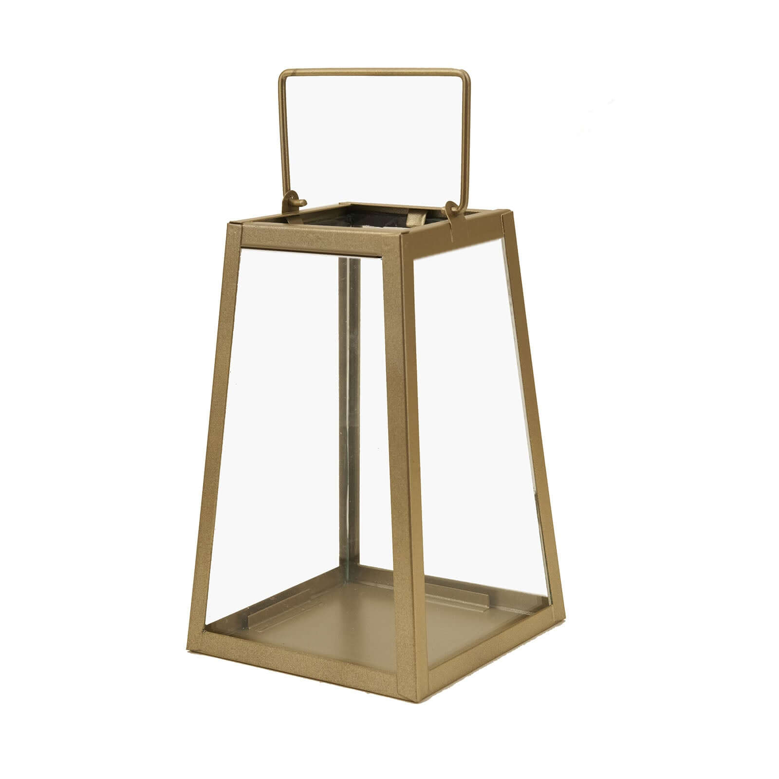 2 - Pack Metal Candle Lanterns Trapezoid Geometric Design Gold - Hanging Terrariums Table Centerpieces for Indoor/Outdoor 6" - Bell Racket Store