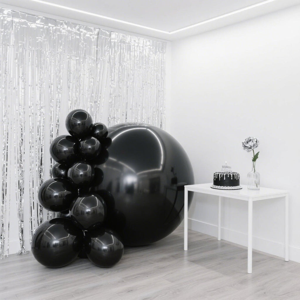 2 - Pack Metallic Black Sphere Balloons, 43" Orbz Mylar Balloons Helium or Air - Filled Party Supplies - Bell Racket Store