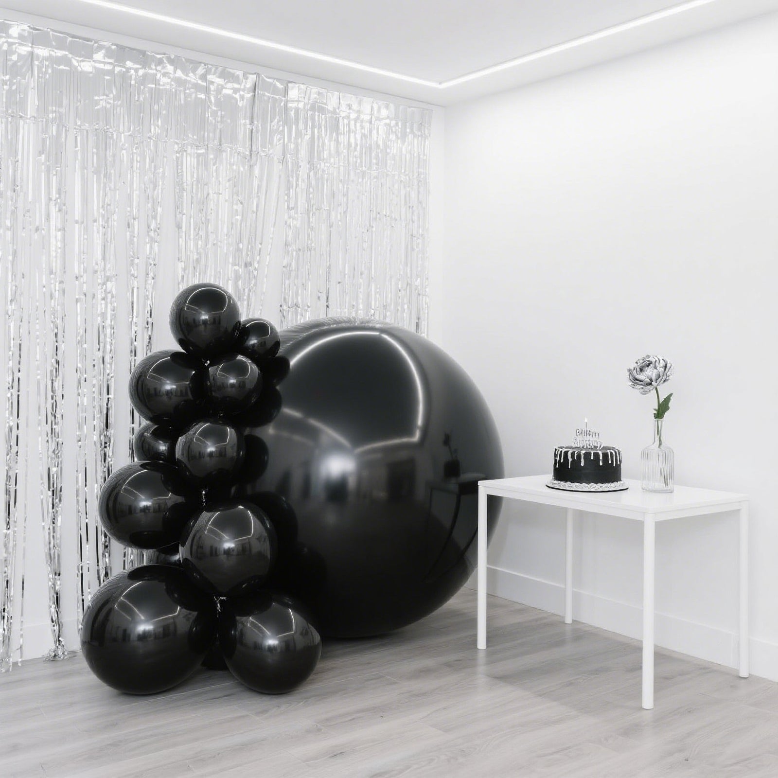2 - Pack Metallic Black Sphere Balloons, 43" Orbz Mylar Balloons Helium or Air - Filled Party Supplies - Bell Racket Store