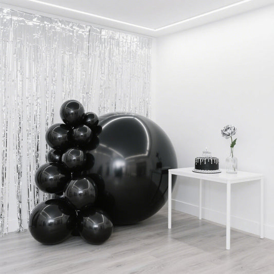 2 - Pack Metallic Black Sphere Balloons, 43" Orbz Mylar Balloons Helium or Air - Filled Party Supplies - Bell Racket Store