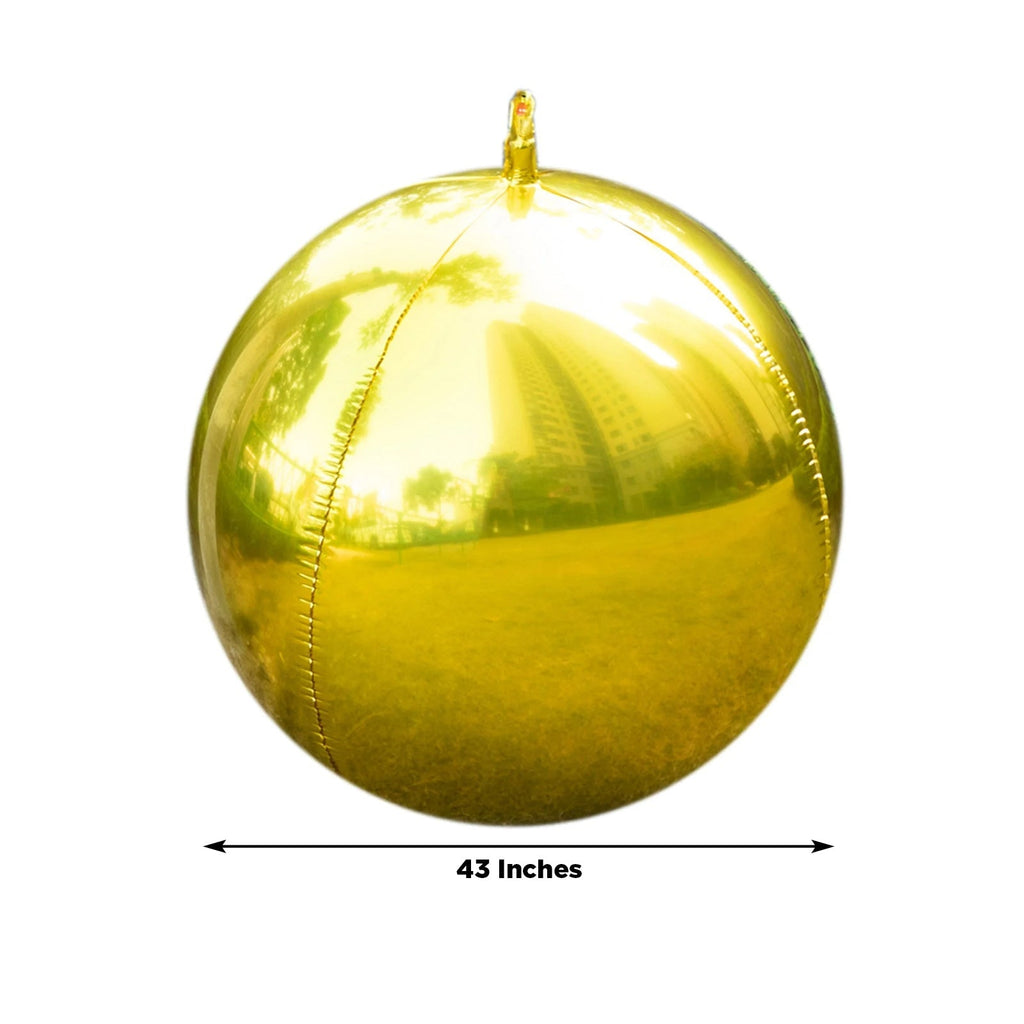 2 - Pack Metallic Gold Sphere Balloons, 43" Orbz Mylar Balloons Helium or Air - Filled Party Supplies - Bell Racket Store