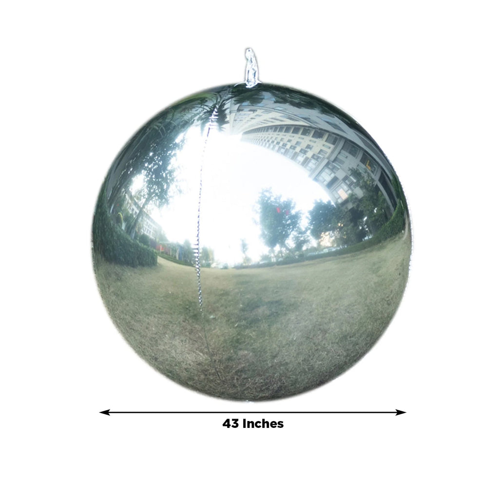 2 - Pack Metallic Silver Sphere Balloons, 43" Orbz Mylar Balloons Helium or Air - Filled Party Supplies - Bell Racket Store