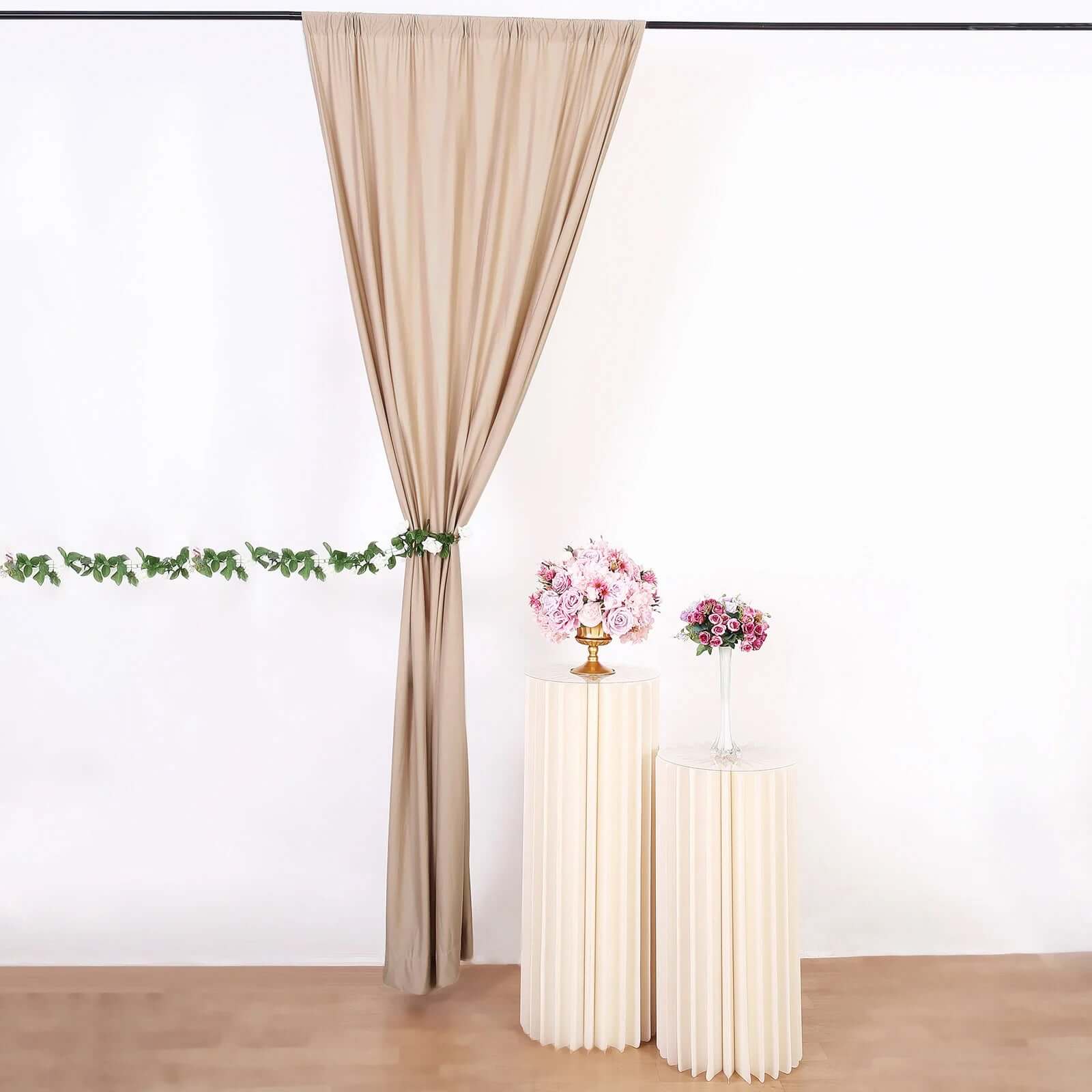 2 Pack Nude Scuba Polyester Event Curtain Drapes, Durable Flame Resistant Backdrop Event Panels Wrinkle Free with Rod Pockets - 10ftx10ft - Bell Racket Store
