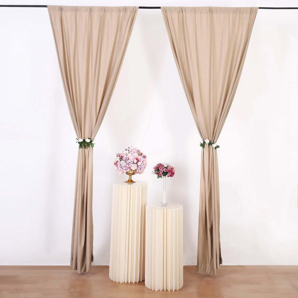 2 Pack Nude Scuba Polyester Event Curtain Drapes, Durable Flame Resistant Backdrop Event Panels Wrinkle Free with Rod Pockets - 10ftx10ft - Bell Racket Store