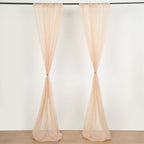 2 Pack Nude Sheer Chiffon Event Curtain Drapes, Durable Flame Resistant Organza Backdrop Event Panels With Rod Pockets - 10ftx10ft - Bell Racket Store