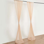 2 Pack Nude Sheer Chiffon Event Curtain Drapes, Durable Flame Resistant Organza Backdrop Event Panels With Rod Pockets - 10ftx10ft - Bell Racket Store
