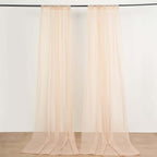 2 Pack Nude Sheer Chiffon Event Curtain Drapes, Durable Flame Resistant Organza Backdrop Event Panels With Rod Pockets - 10ftx10ft - Bell Racket Store