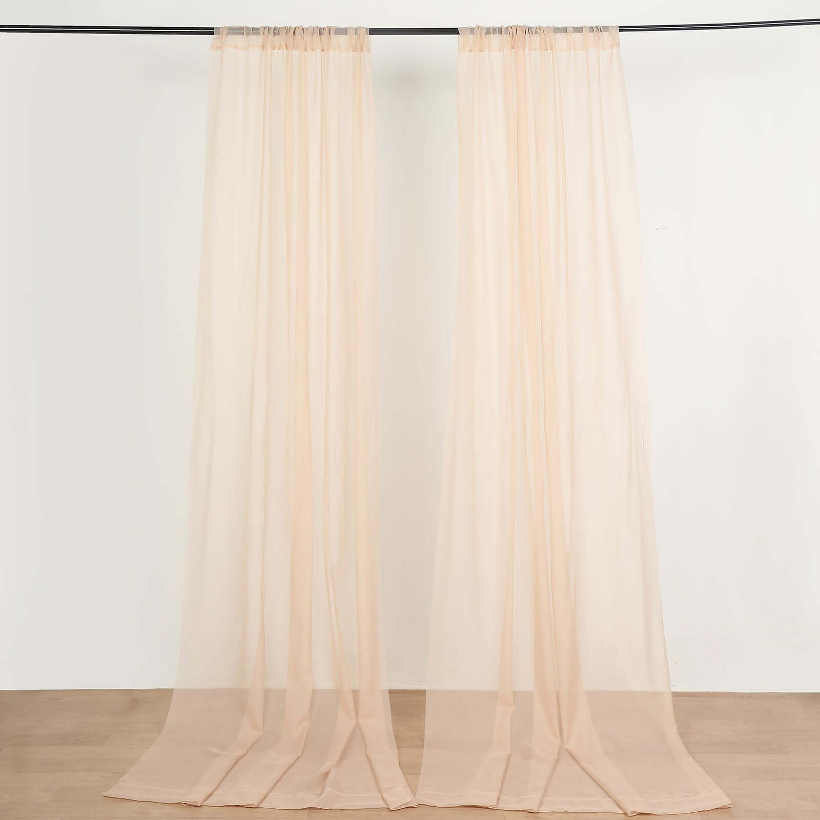 2 Pack Nude Sheer Chiffon Event Curtain Drapes, Durable Flame Resistant Organza Backdrop Event Panels With Rod Pockets - 10ftx10ft - Bell Racket Store