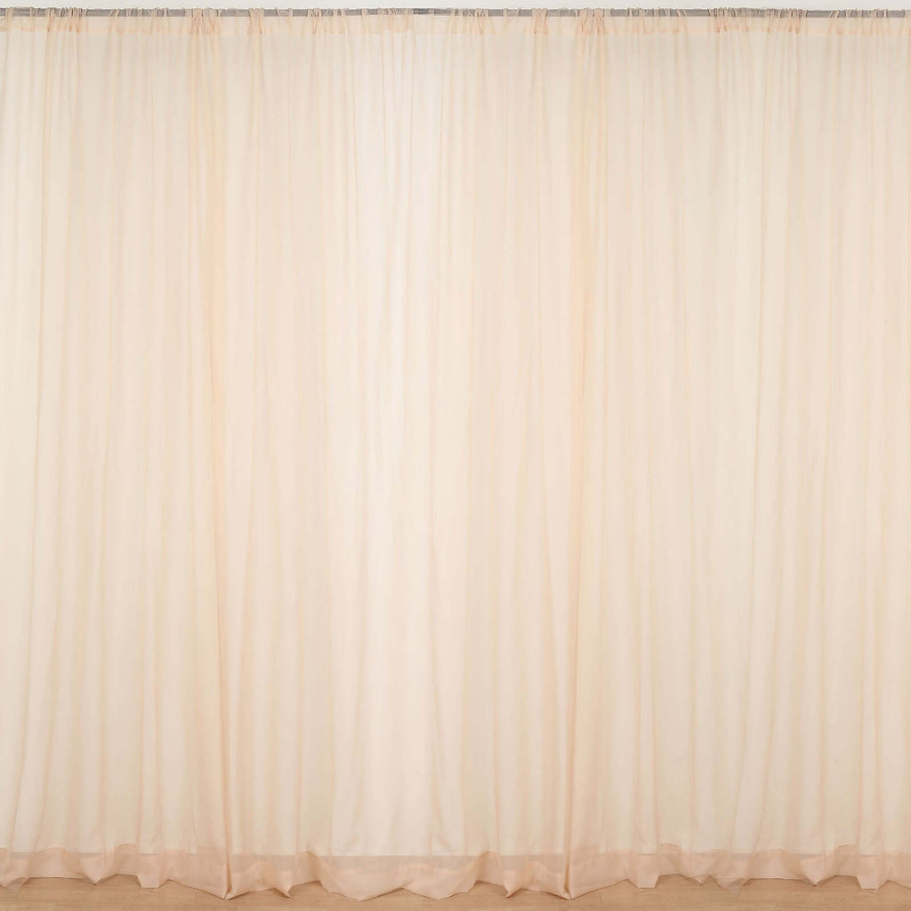 2 Pack Nude Sheer Chiffon Event Curtain Drapes, Durable Flame Resistant Organza Backdrop Event Panels With Rod Pockets - 10ftx10ft - Bell Racket Store