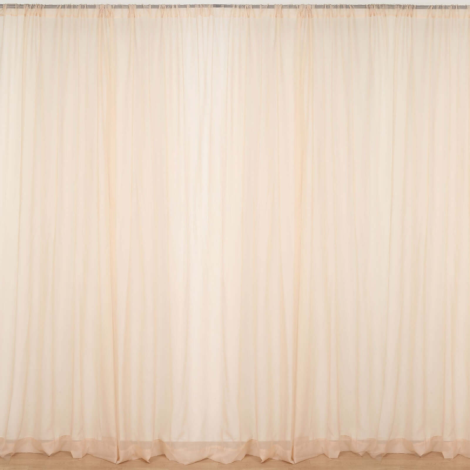 2 Pack Nude Sheer Chiffon Event Curtain Drapes, Durable Flame Resistant Organza Backdrop Event Panels With Rod Pockets - 10ftx10ft - Bell Racket Store