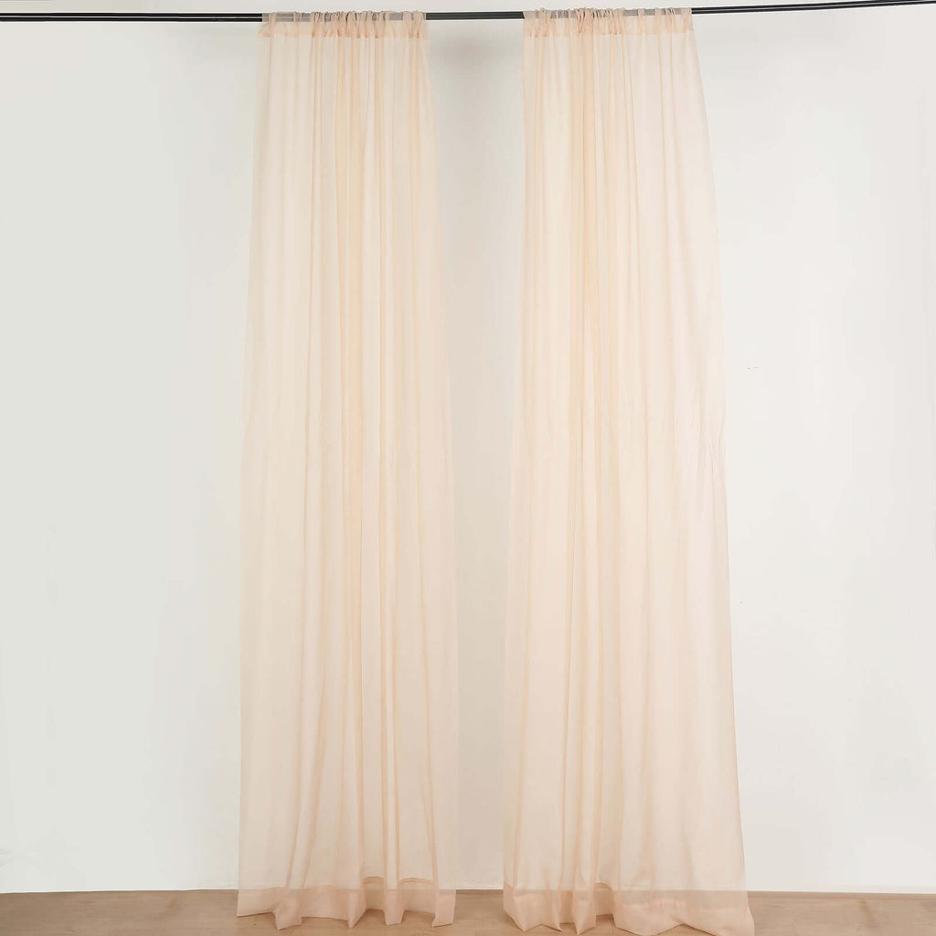 2 Pack Nude Sheer Chiffon Event Curtain Drapes, Durable Flame Resistant Organza Backdrop Event Panels With Rod Pockets - 10ftx10ft - Bell Racket Store