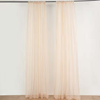2 Pack Nude Sheer Chiffon Event Curtain Drapes, Durable Flame Resistant Organza Backdrop Event Panels With Rod Pockets - 10ftx10ft - Bell Racket Store